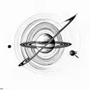 solar system with flower ring around jupiter, staurn, and uranus tattoo design idea