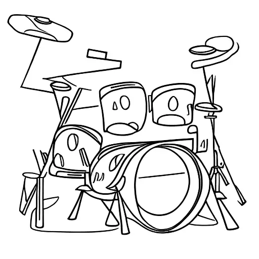 A drum set with my kids' names incorporated into the design tattoo design idea