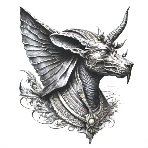 king tut Anubis and Egyptian beetle tattoo design idea