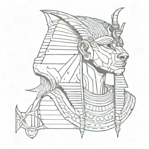king tut Anubis and Egyptian beetle tattoo design idea