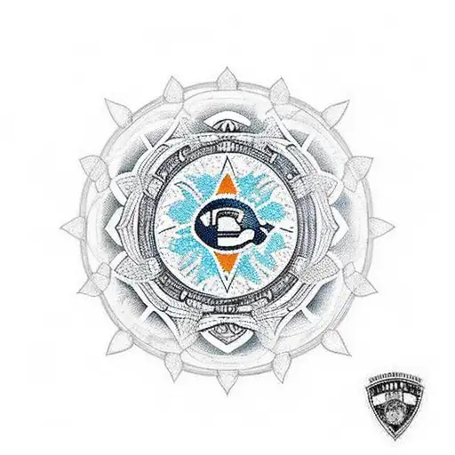 A new-school tattoo of a mandala with a football at the center, incorporating elements of the Green Bay Packers logo tattoo design idea