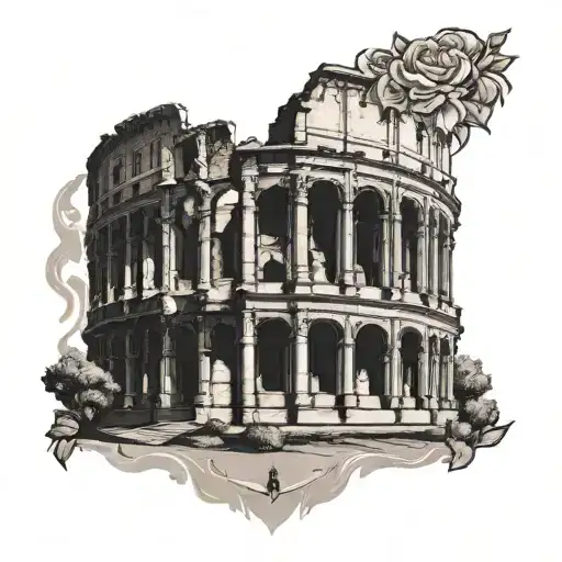 a coliseum with jasmines  tattoo design idea