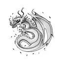 Dragon with lightning  tattoo design idea