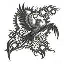 Incorporate a phoenix rising from the flames symbolizing freedom and rebirth, with a subtle nod to engineering tools like gears or blueprints tattoo design idea