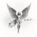 female guardian angel with a blurred face tattoo design idea