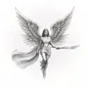 female guardian angel with a blurred face tattoo design idea