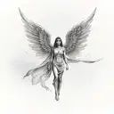 female guardian angel with a blurred face tattoo design idea