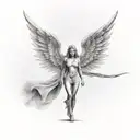 female guardian angel with a blurred face tattoo design idea
