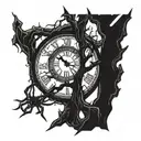 tree, death, clock, spider tattoo design idea