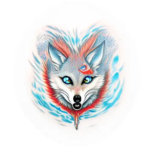 Tattoo design of a kitsune on Craiyon