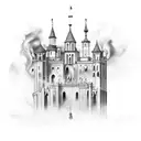 medieval City with smoke tattoo design idea