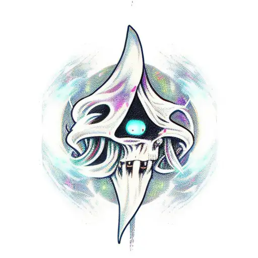 Adventure Time Lich full leg tattoo design idea