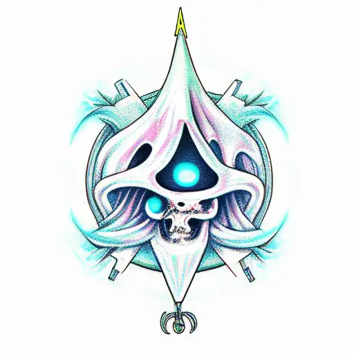 Adventure Time Lich full leg tattoo design idea