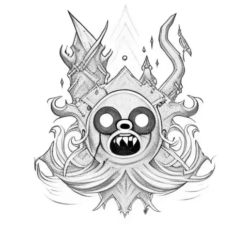 Adventure Time Lich full leg tattoo design idea