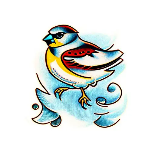 cute sparrow tattoo design idea