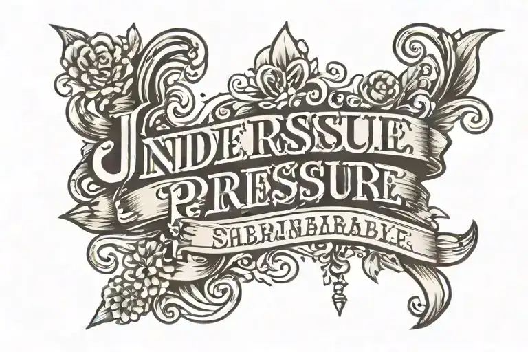  "Under Pressure She Became Unbreakable" in elegant script font, with delicate diamond accents scattered around the word tattoo design idea