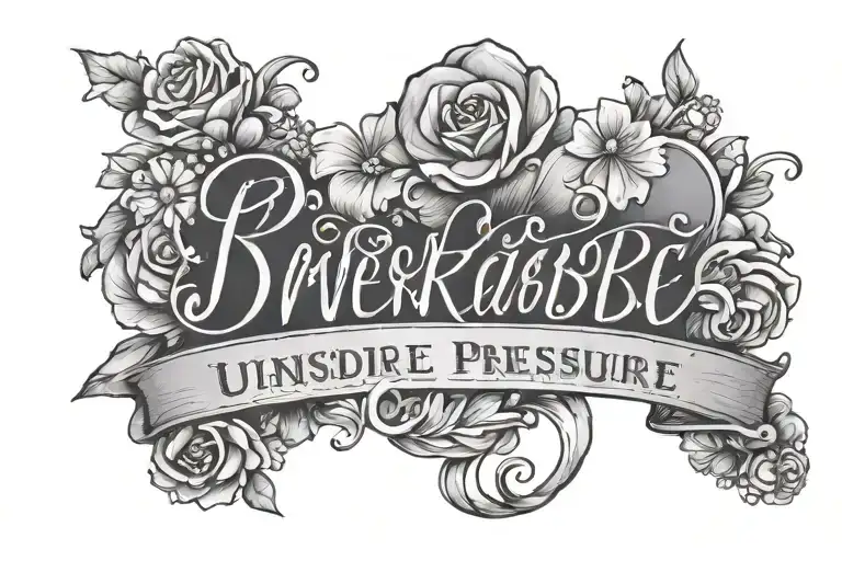  "Under Pressure She Became Unbreakable" in elegant script font, with delicate diamond accents scattered around the word tattoo design idea