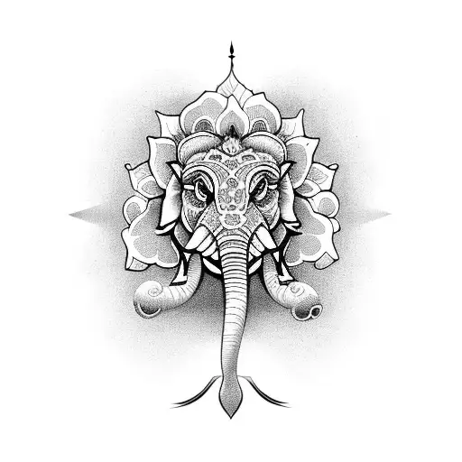  flower buddha and elephant lion tattoo design idea