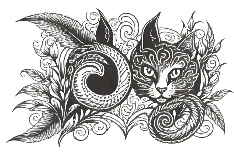 2 cat tails forming a heart  tattoo design idea