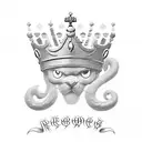 Reggie name in cursive with Crown tattoo design idea