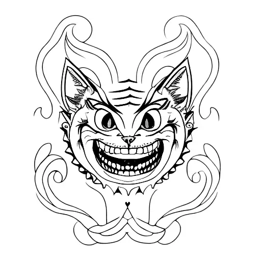 cheshire cat smile tattoo design idea