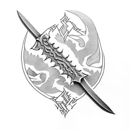 Vinland Saga Thorfinn's dagger with thorns. The dagger is broken, but the pieces still keep the shape of it. tattoo design idea