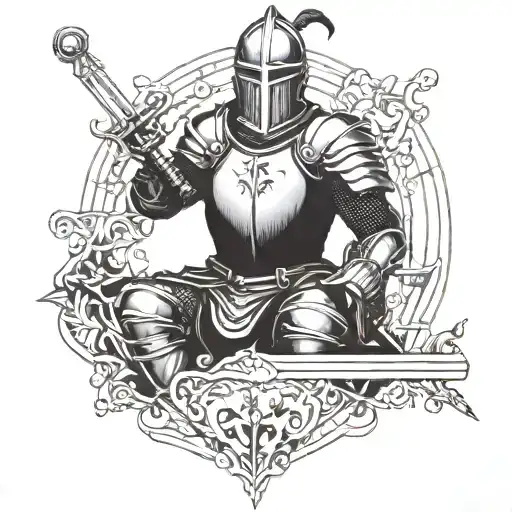 a knight sitting tattoo design idea