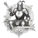 a knight sitting tattoo design idea