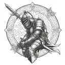 a knight sitting tattoo design idea