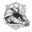 a knight sitting tattoo design idea