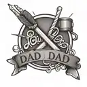 Dad name  with drum sticks tattoo design idea