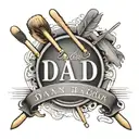 Dad name  with drum sticks tattoo design idea