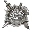 Dad name  with drum sticks tattoo design idea