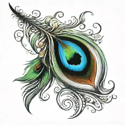 peacock feather attached tattoo design idea