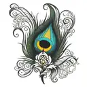 peacock feather attached tattoo design idea