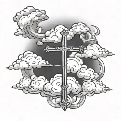 clouds and cross tattoo tattoo design idea
