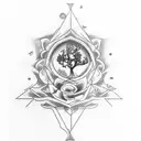 A tattoo with a cardinal, eagle, ship, windows xp tree, and a rose. tattoo design idea