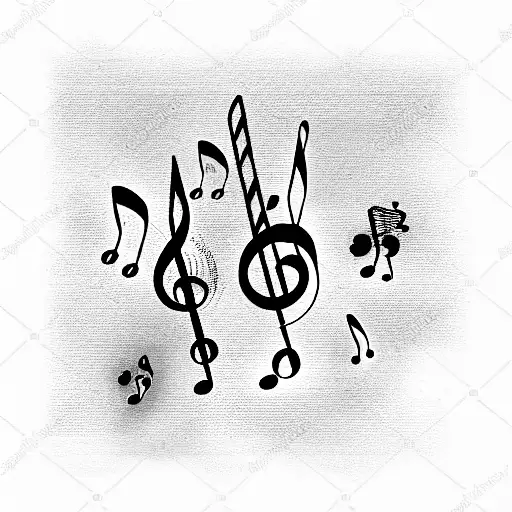 music notes, song lyrics gas sector tattoo design idea