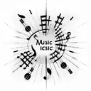 music notes, song lyrics gas sector tattoo design idea