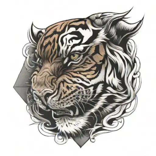 triangle illuminate eye tiger face tattoo design idea