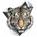 triangle illuminate eye tiger face tattoo design idea