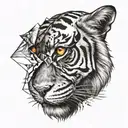 triangle illuminate eye tiger face tattoo design idea