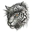 triangle illuminate eye tiger face tattoo design idea