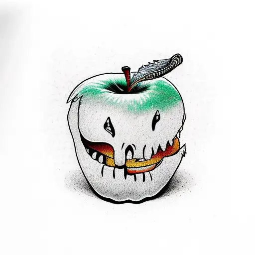 shinigami eating apple whille he writes something in his notebook  tattoo design idea