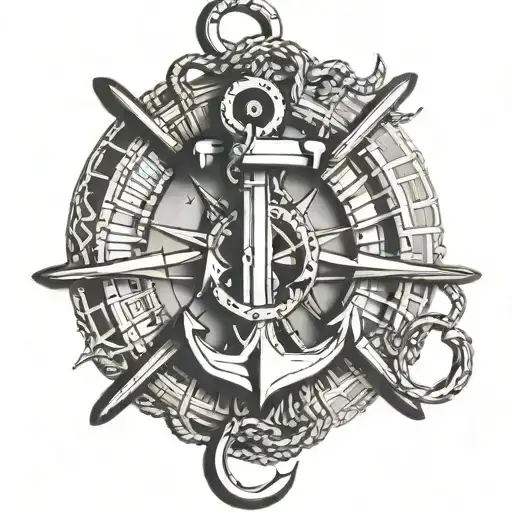 anchor wheel dad memorial tattoo design idea