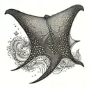 Capture the beauty of a giant eagle ray soaring through the ocean with intricate patterns on its wings tattoo design idea