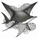 Capture the beauty of a giant eagle ray soaring through the ocean with intricate patterns on its wings tattoo design idea