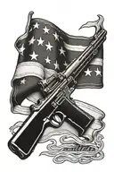 A stylized American flag intertwined the 2nd amendment tattoo design idea