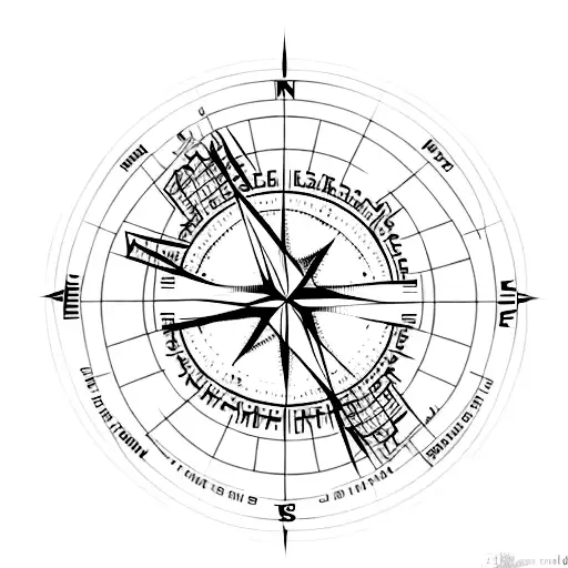 Mt. Everest as the true north on a compass tattoo design idea