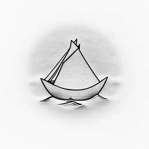 PAPER BOAT IN THE SEA tattoo design idea